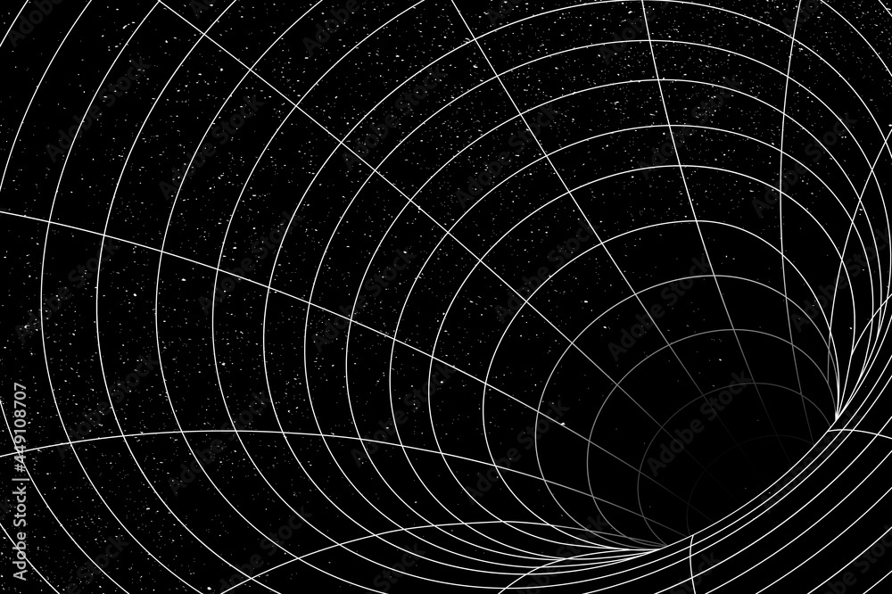Naklejka premium 3D Grid wormhole illusion design element vector