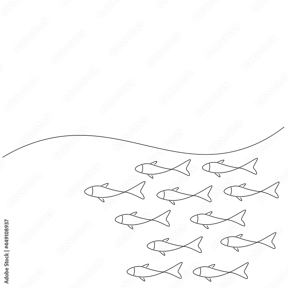 Fototapeta premium Fishs swimming on sea vector illustration