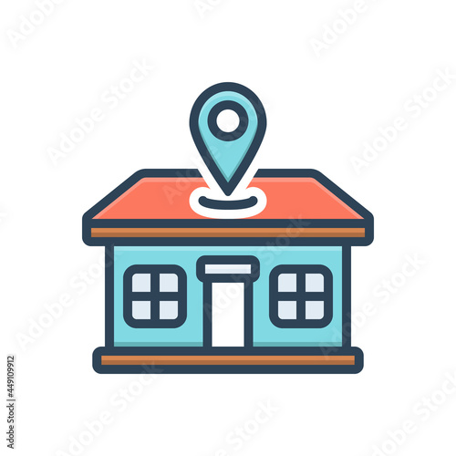 Color illustration icon for address