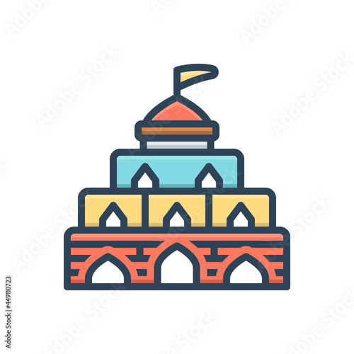 Color illustration icon for building 