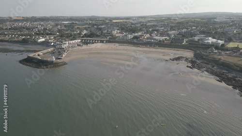 Aerial View Of The Small Seaport At The Coastal Town Of Balbriggan In Fingal, County Dublin, Ireland. pullback photo