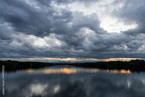 Cloudy Weather with Sunrise | Horizon lake | The Shadow Of The Clouds On The Water | Brighter Colours | No People Japan lake