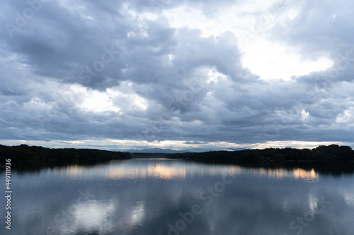 Cloudy Weather with Sunrise   Horizon lake   The Shadow Of The Clouds On The Water   Brighter Colours   No People  Japan lake