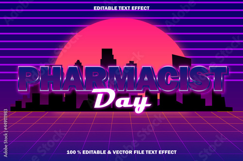 pharmacist day editable text effect retro style