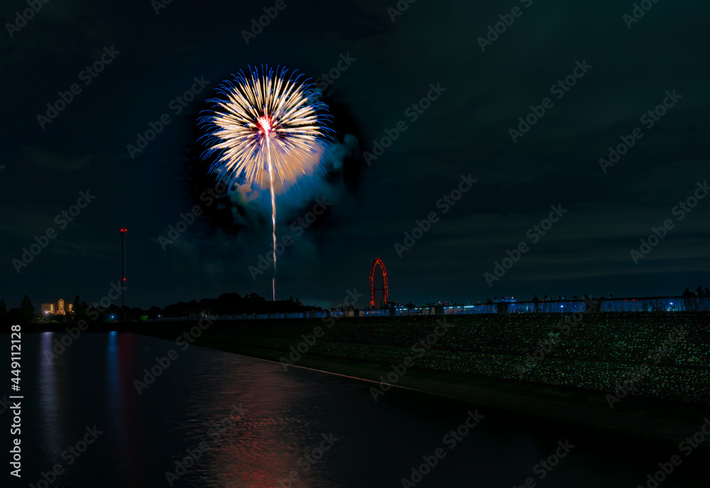 Beautiful Fireworks Celebration In Japan | Summer Season Night Festival | Near The Lake | No People | Firework With Colourful Shadow Beautiful Fireworks Celebration In Japan | Summer Season Night Festival | Near The Lake | No People | Firework With Colourful Shadow