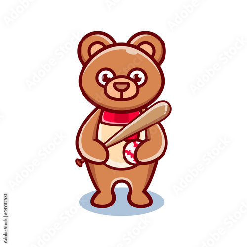 cute bear playing baseball