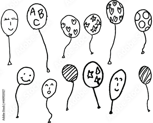子供が描いた落書きの風船 セット
