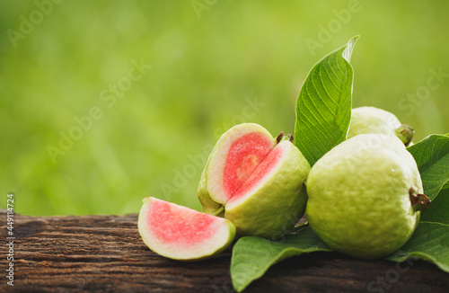 Guava sliced on wood