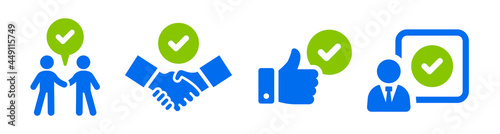 Deal icon set. Containing handshake, confirm, agreement, cooperation, partnership icon