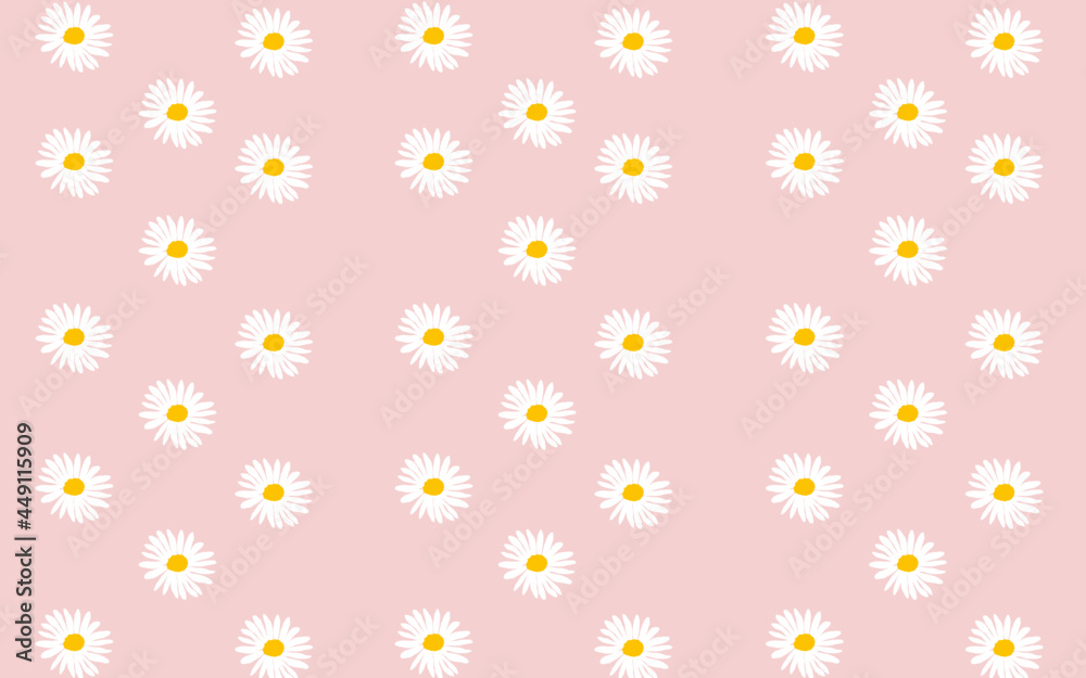 vector seamless pattern white daisy flower in pink background illustration