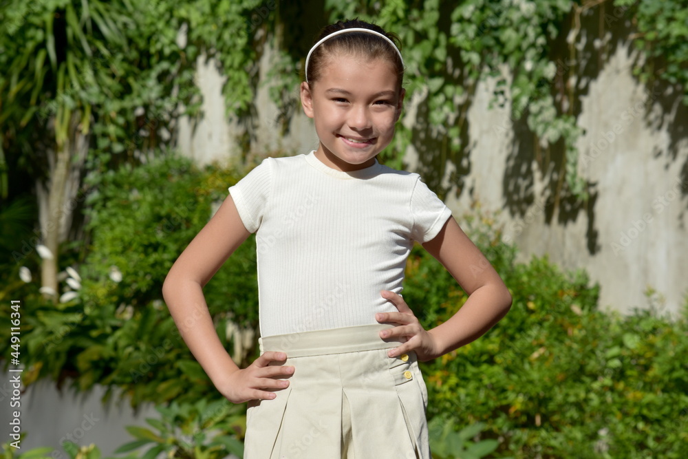 A Posing Youthful Minority Female Outside A Posing Youthful Minority Female Outside