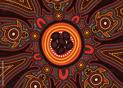 Aboriginal dot turtle art background