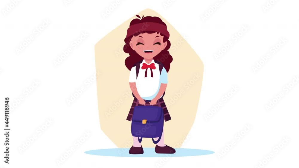 back to school animation with cute schoolgirl back to school animation with cute schoolgirl