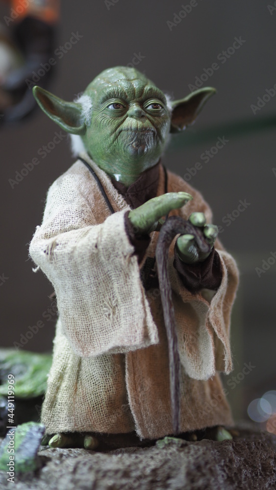 Fototapeta premium Bangkok Thailand. April 30 2018. Star Wars figure. portrait images. toy figures characters model standing. Starwars Hasbro action figure collection for collector and toys investor. Realistic details.