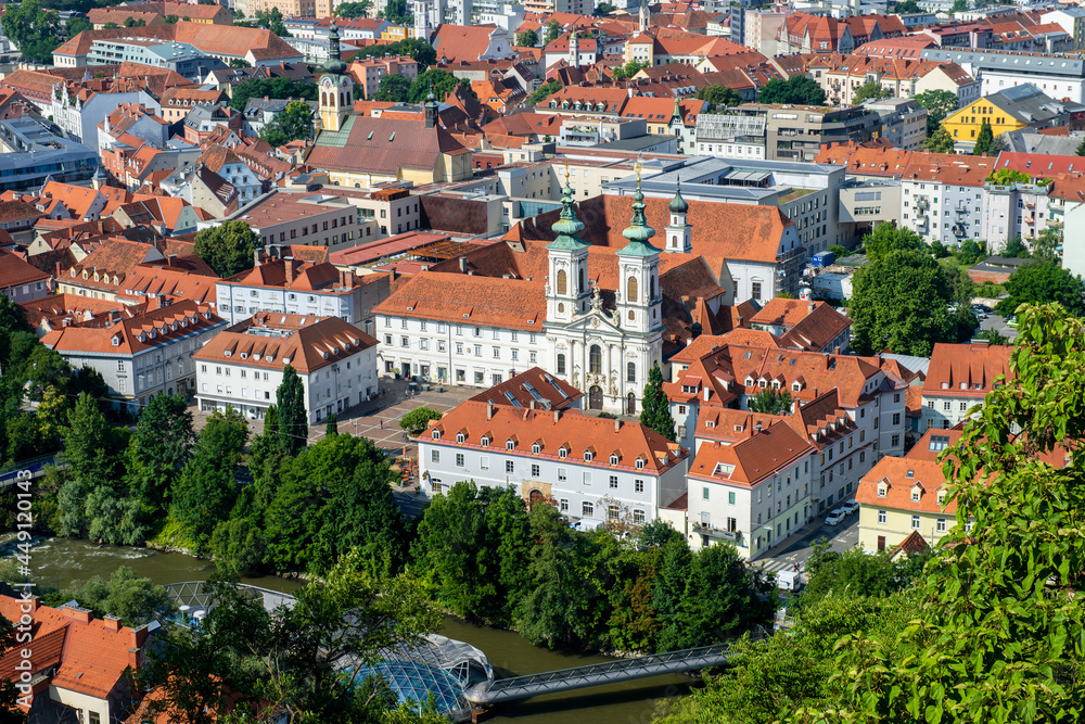Aerial View Of Graz City Center.