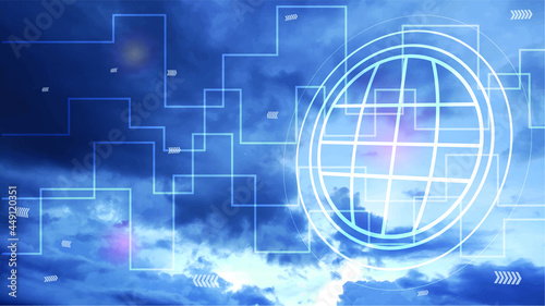 Vector illustration of technology hi-tech communication and sky background 