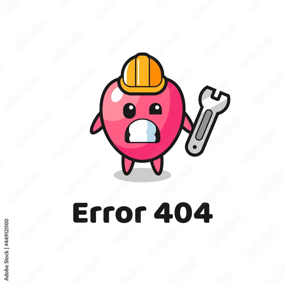 error 404 with the cute heart symbol mascot