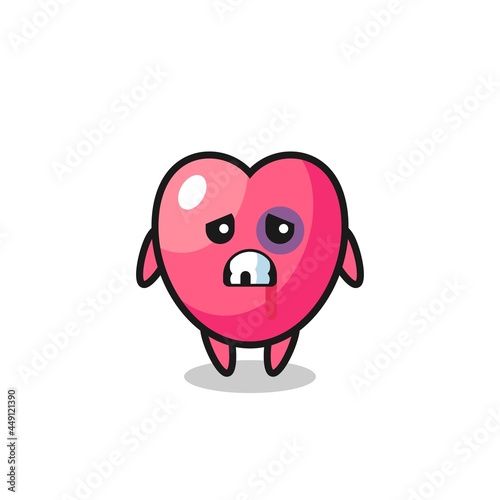 injured heart symbol character with a bruised face