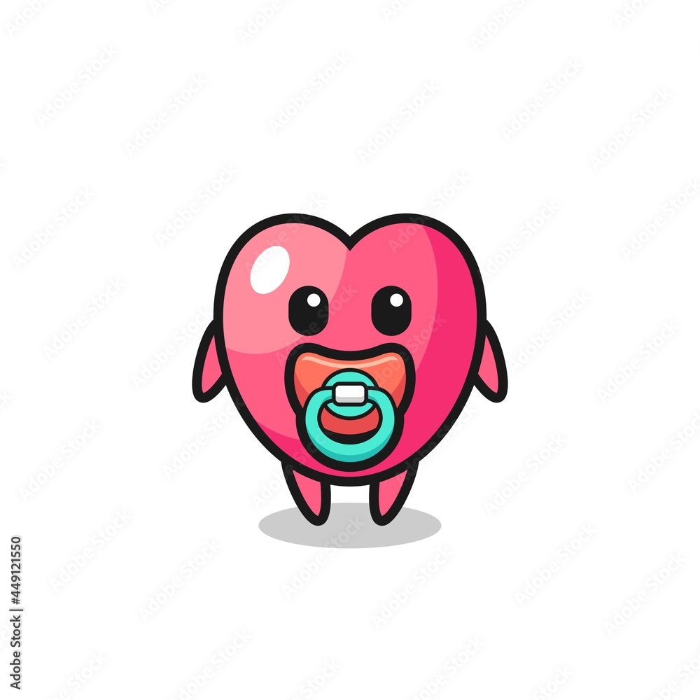 baby heart symbol cartoon character with pacifier baby heart symbol cartoon character with pacifier