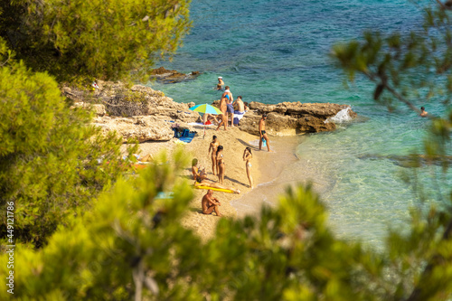 Fototapeta Naklejka Na Ścianę i Meble -  Aerial scene of Hvar town on Hvar island, Croatia