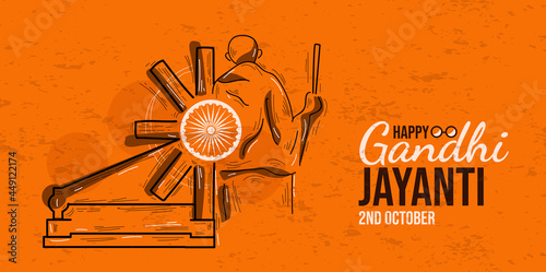 Happy Gandhi Jayanti Creative Illustration