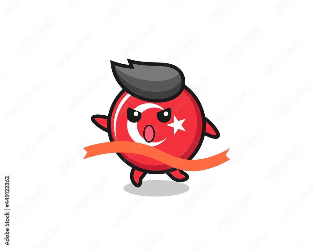 cute turkey flag badge illustration is reaching the finish