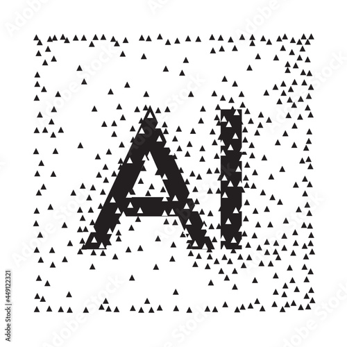 An abstract vector illustration of Artificial Intelligence on an isolated white background