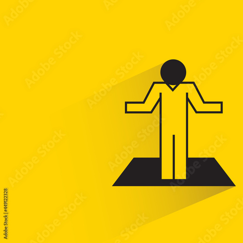 people standing on stage icon on yellow background