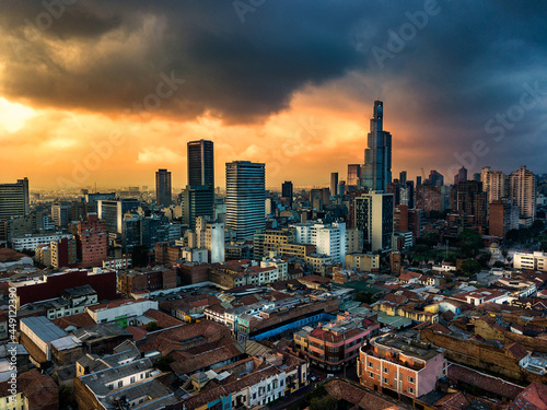 city skyline at sunset