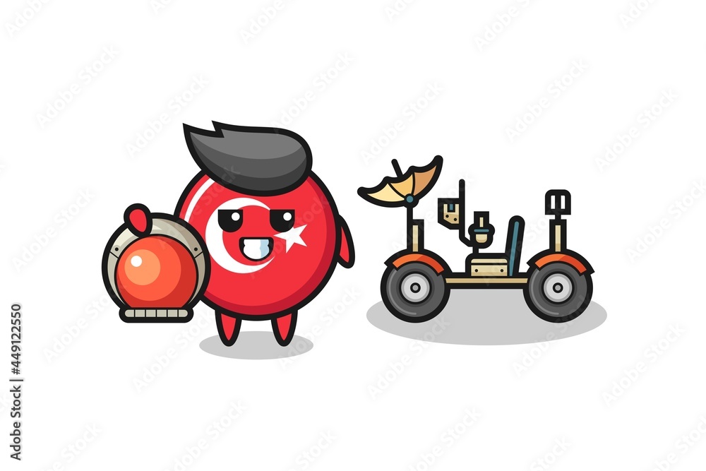 the cute turkey flag badge as astronaut with a lunar rover the cute turkey flag badge as astronaut with a lunar rover
