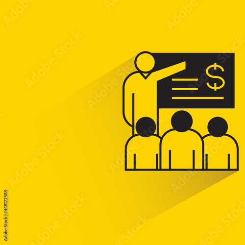 financial conference and training icon on yellow background