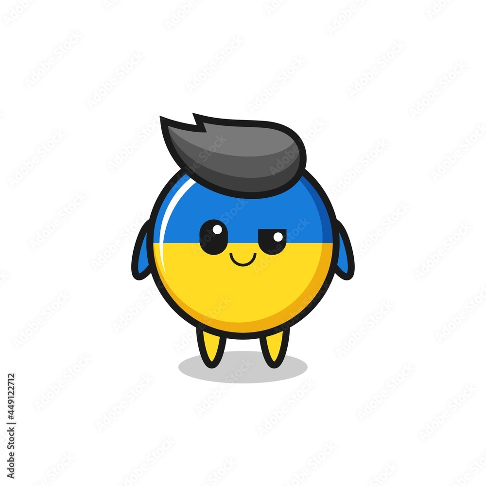 ukraine flag badge cartoon with an arrogant expression
