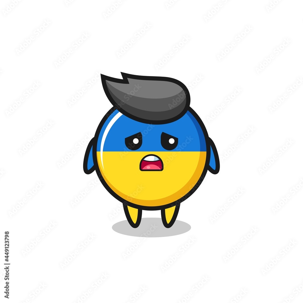disappointed expression of the ukraine flag badge cartoon