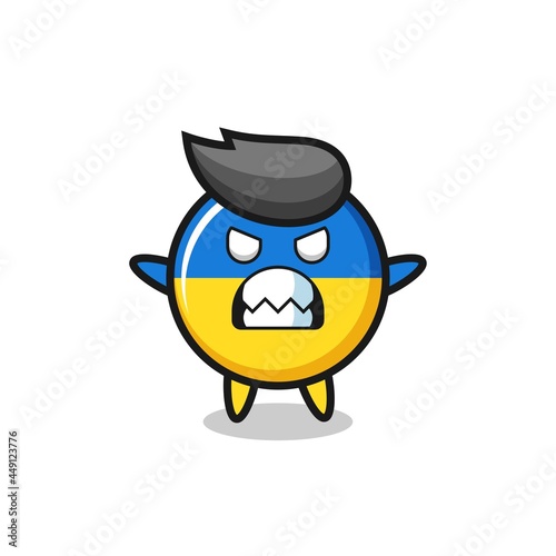 wrathful expression of the ukraine flag badge mascot character