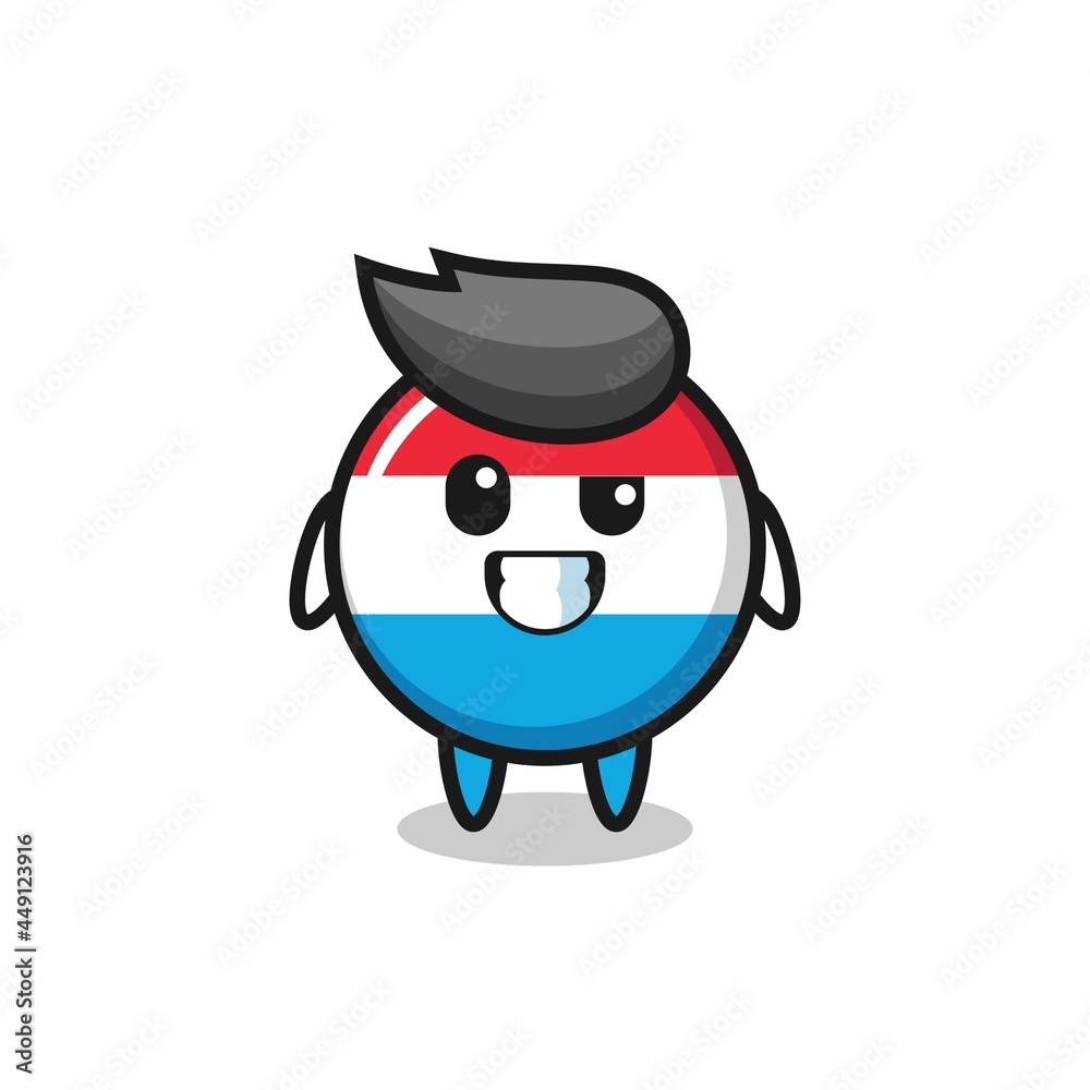 cute luxembourg flag badge mascot with an optimistic face