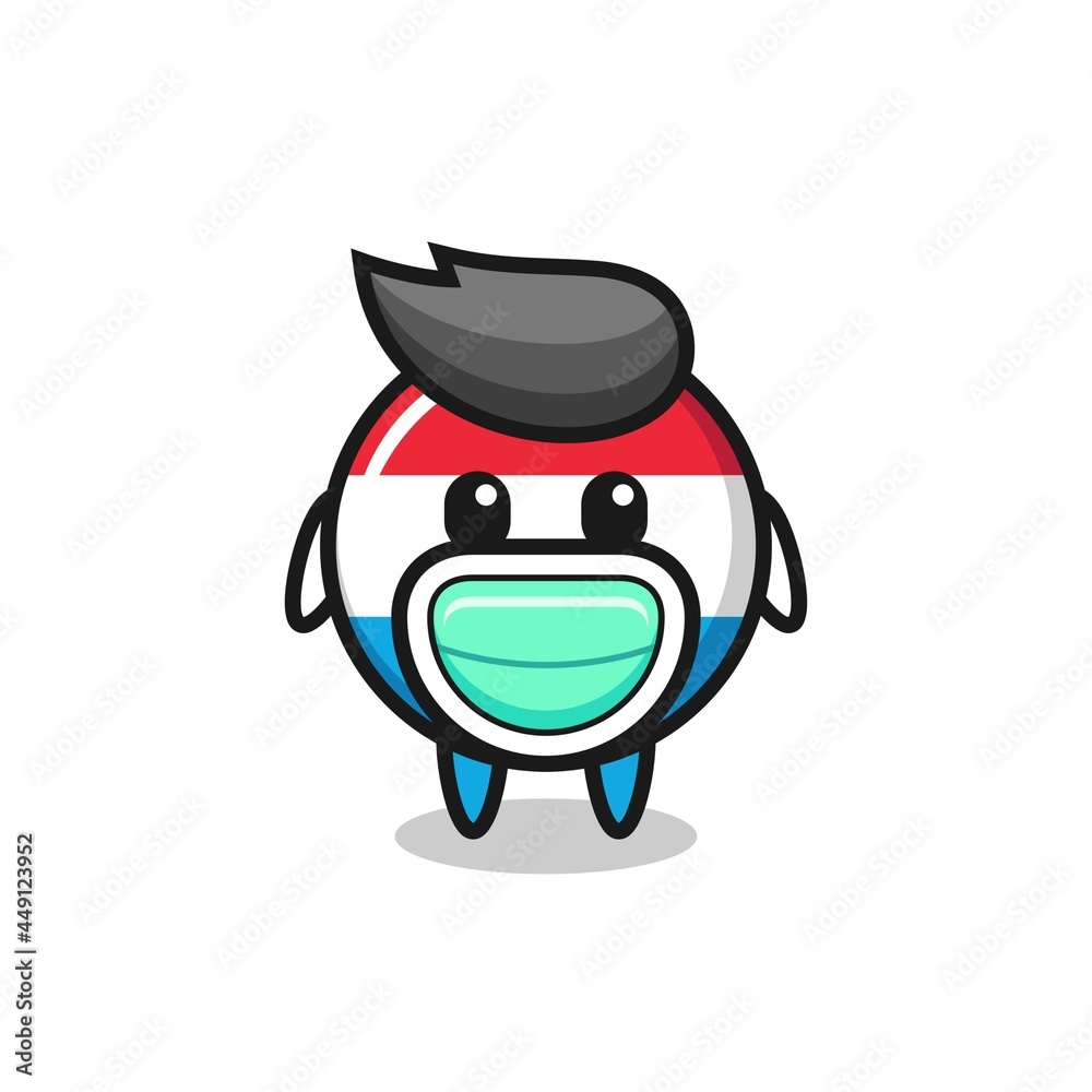 cute luxembourg flag badge cartoon wearing a mask cute luxembourg flag badge cartoon wearing a mask