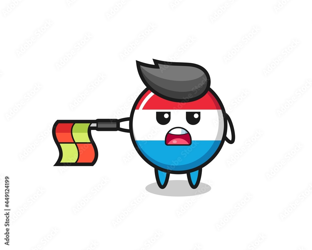 luxembourg flag badge character as line judge hold the flag straight horizontally luxembourg flag badge character as line judge hold the flag straight horizontally