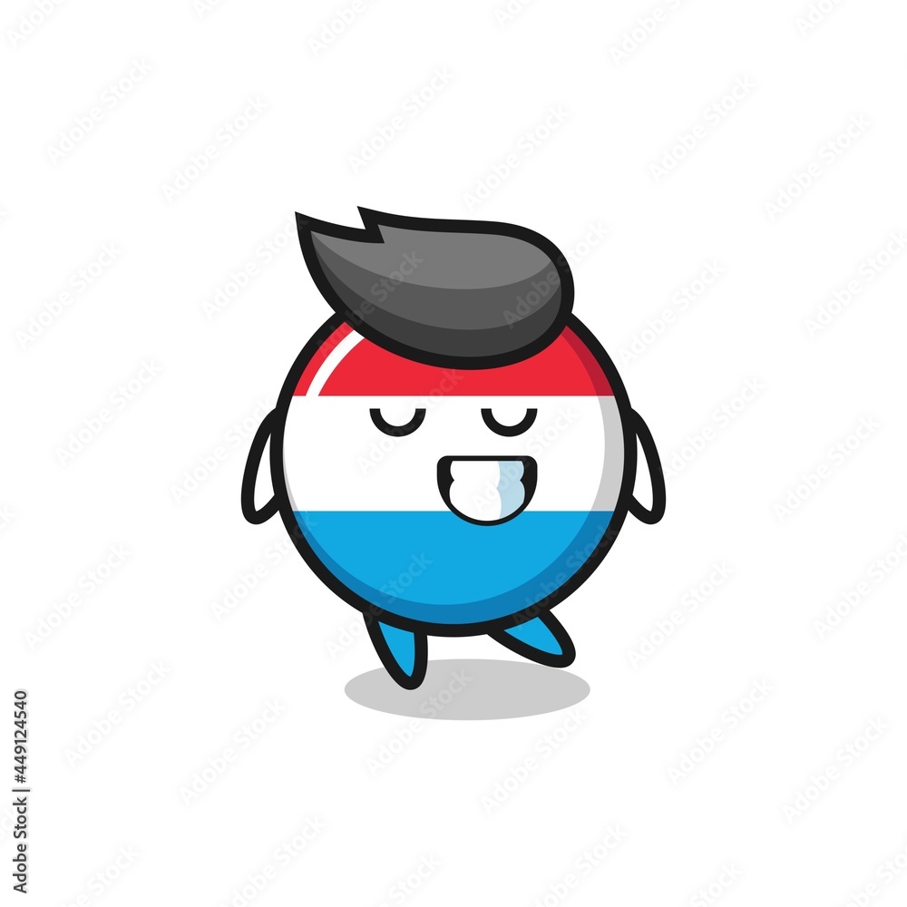 luxembourg flag badge cartoon illustration with a shy expression
