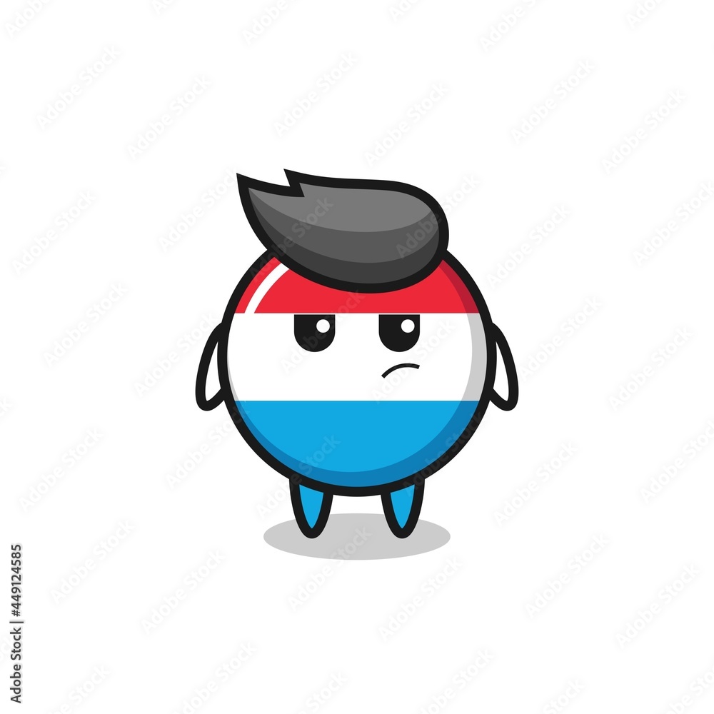 cute luxembourg flag badge character with suspicious expression