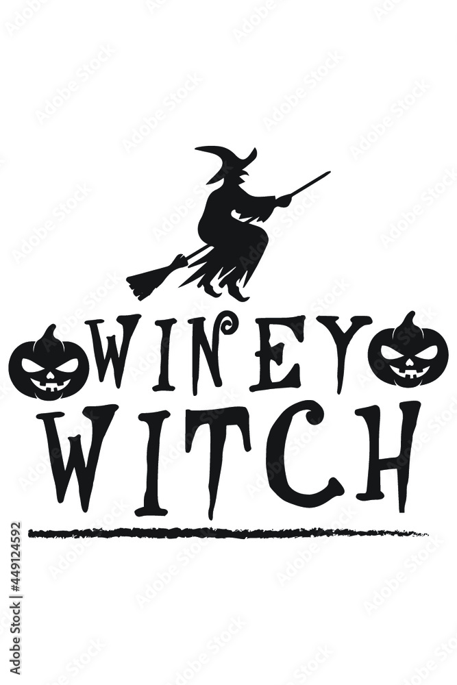 Winey Witch Halloween T-Shirt Design