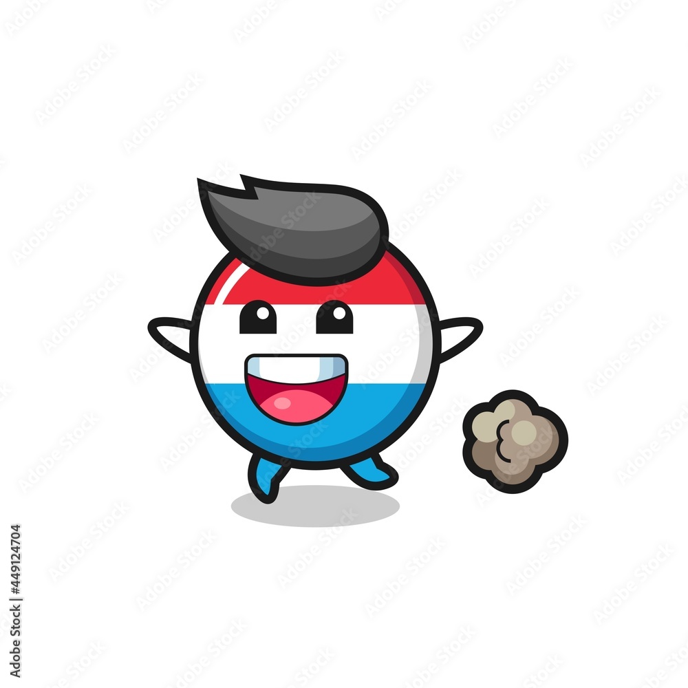 the happy luxembourg flag badge cartoon with running pose