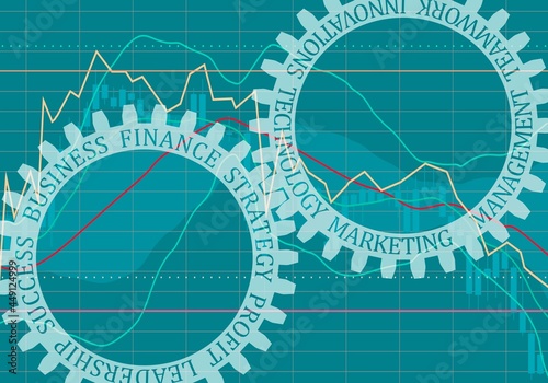 Business relative words on the mechanism of gears.