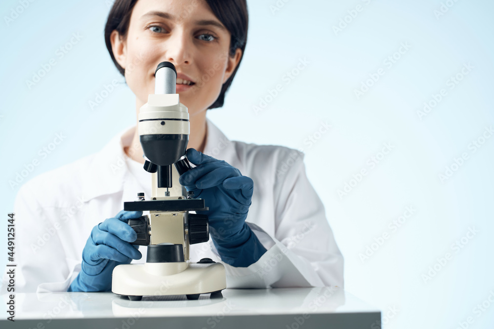 woman laboratory assistant microscope diagnostics research science woman laboratory assistant microscope diagnostics research science