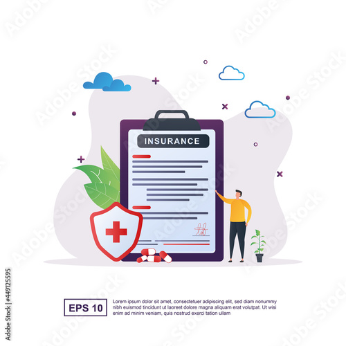 health insurance concept with declaration form and health shield.