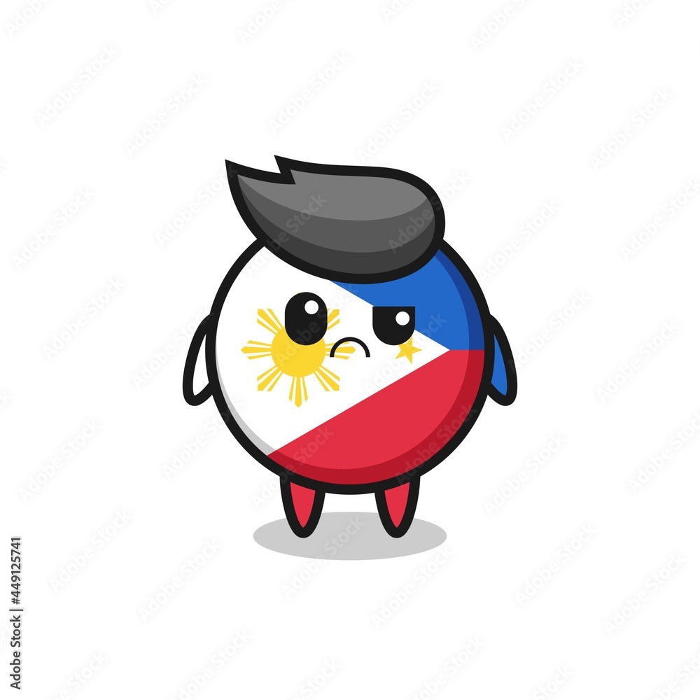 the mascot of the philippines flag badge with sceptical face