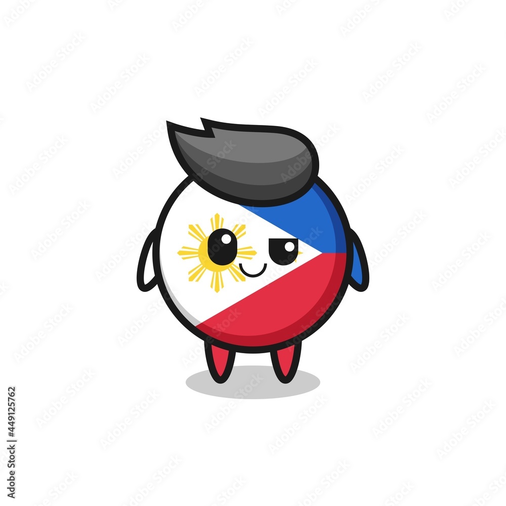 philippines flag badge cartoon with an arrogant expression