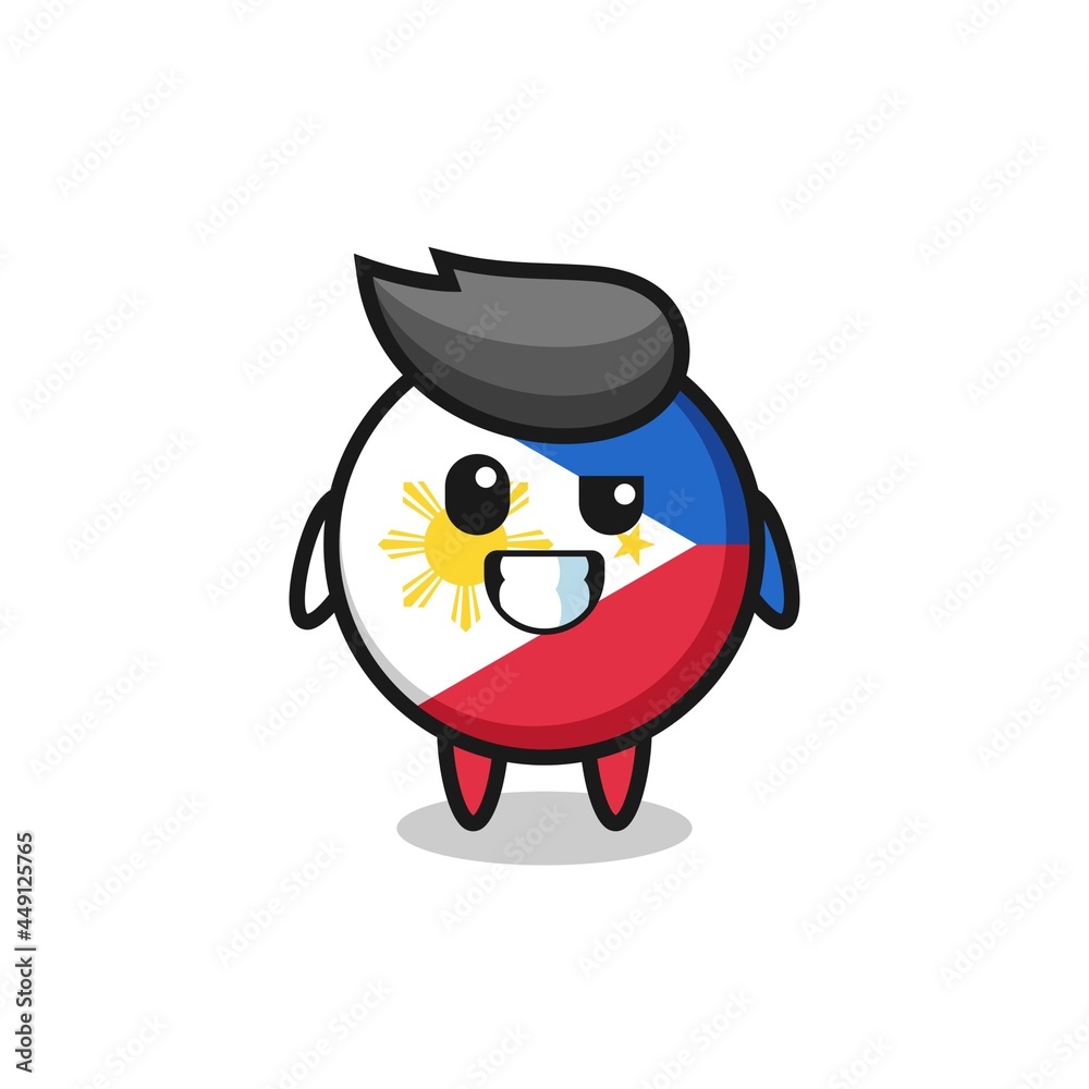 cute philippines flag badge mascot with an optimistic face