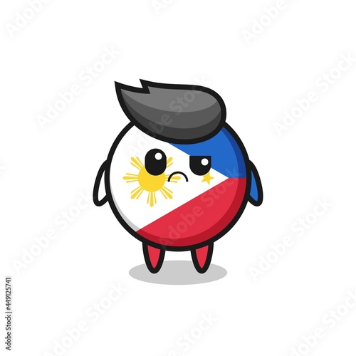 the mascot of the philippines flag badge with sceptical face