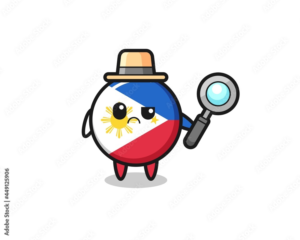 the mascot of cute philippines flag badge as a detective