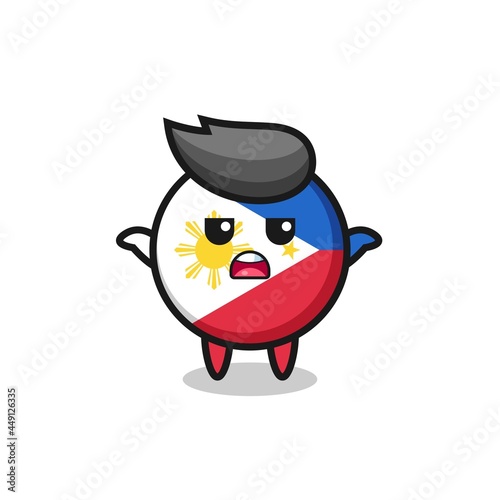philippines flag badge mascot character saying I do not know © heriyusuf